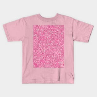 Valentine's Doodle Shirt (hot pink) Kids T-Shirt